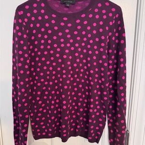 Ann Taylor Women's Sweater - Pink Dots on Purple